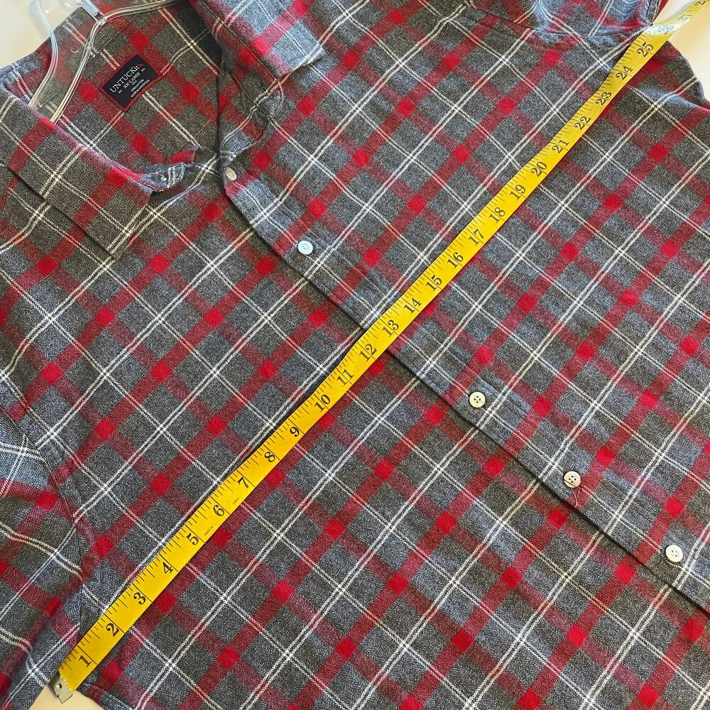 Untuckit Plaid Flannel Button Shirt Mens Size XXL Gray Red Cotton Long Sleeve - Picture 7 of 8